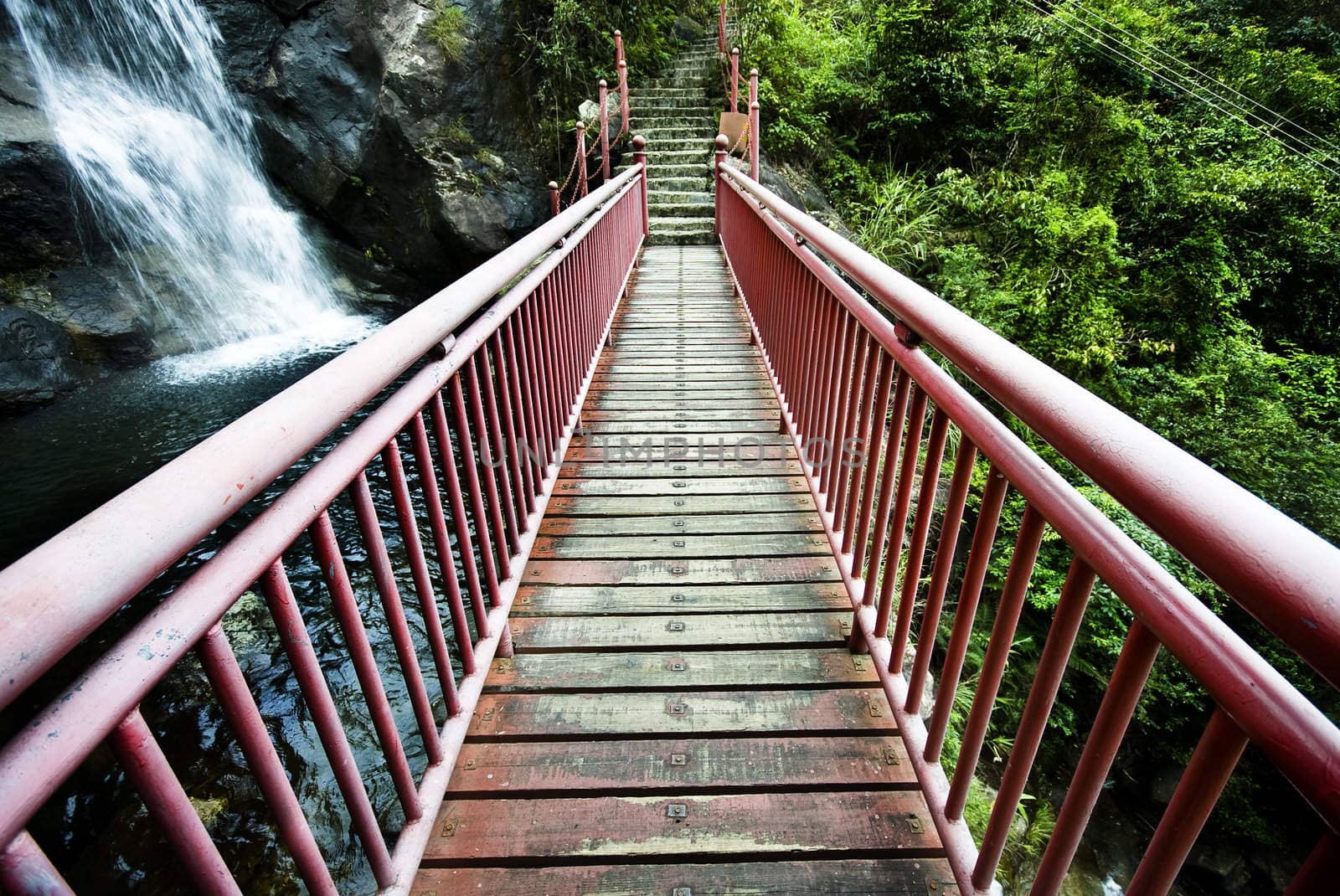 wood drawbridge in hong kong at summer