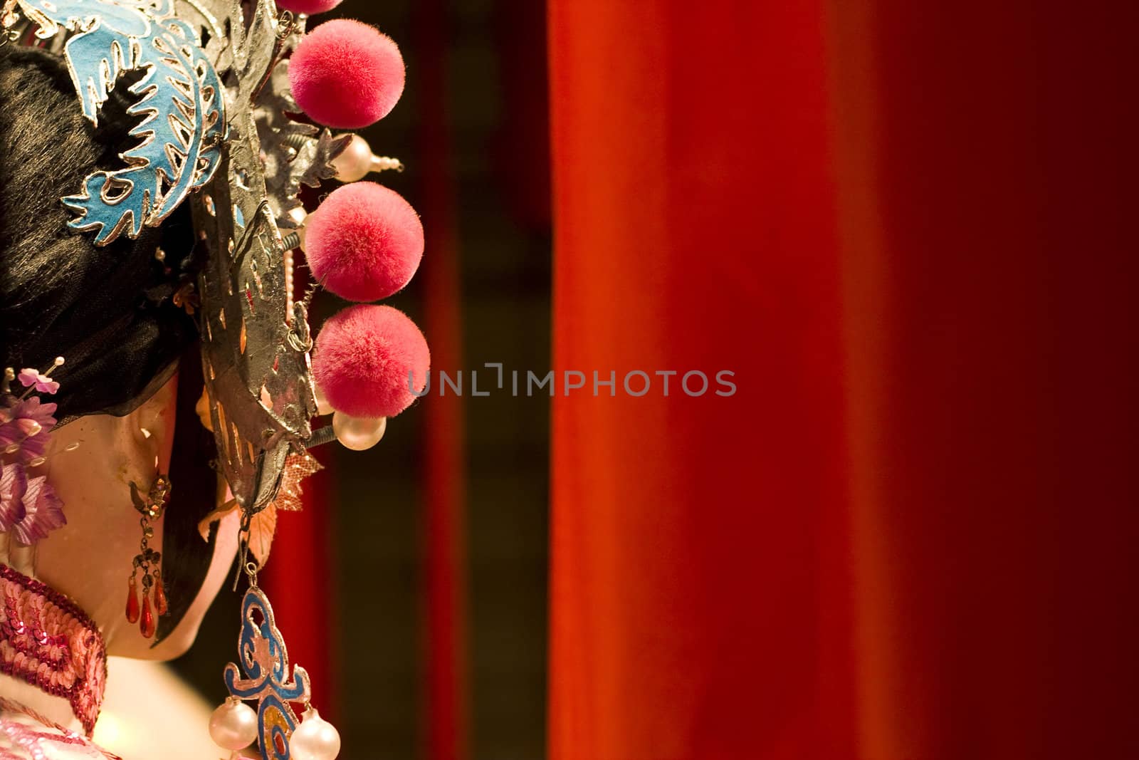 chinese opera dummy and red cloth as text space 