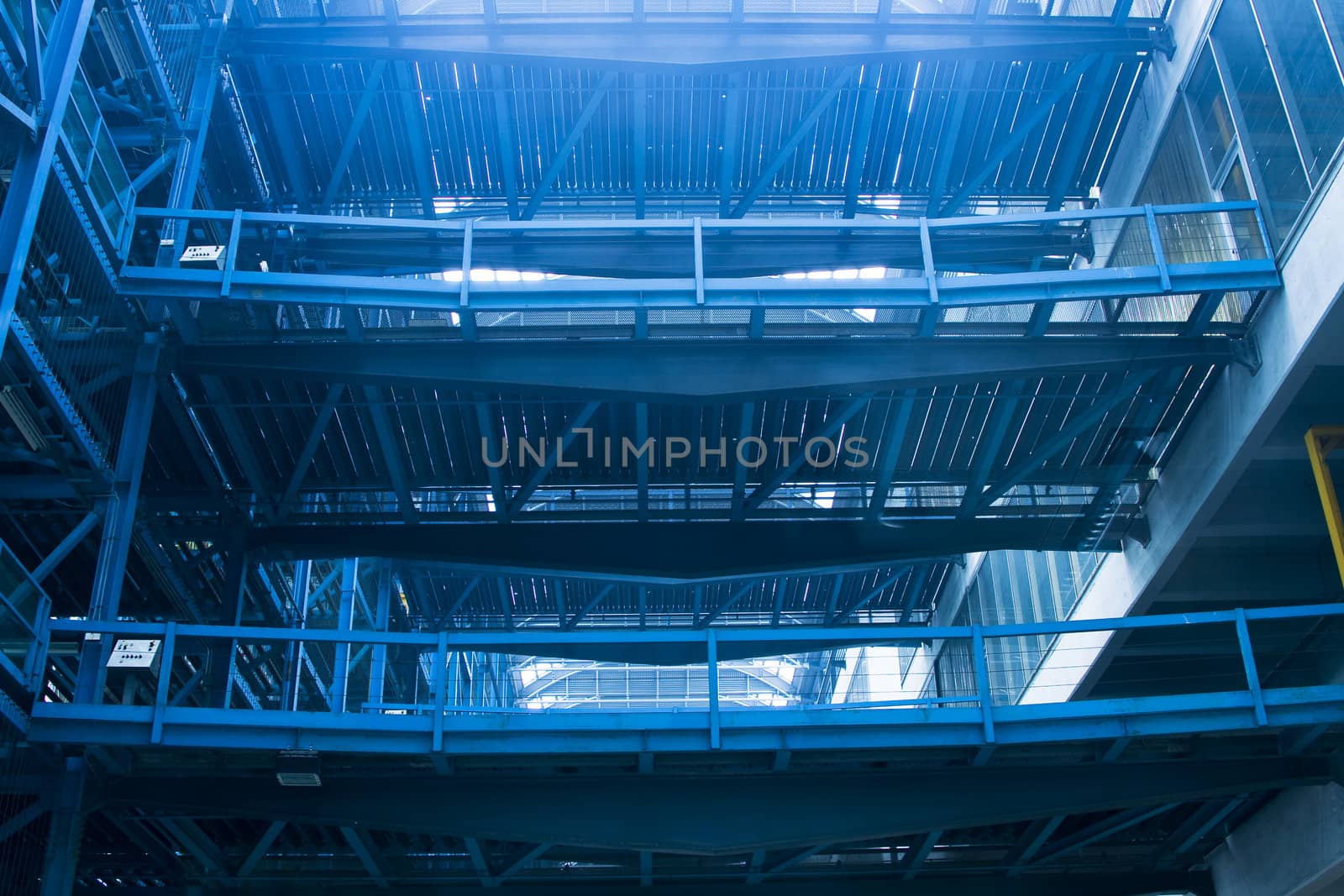 industry building with blue toned