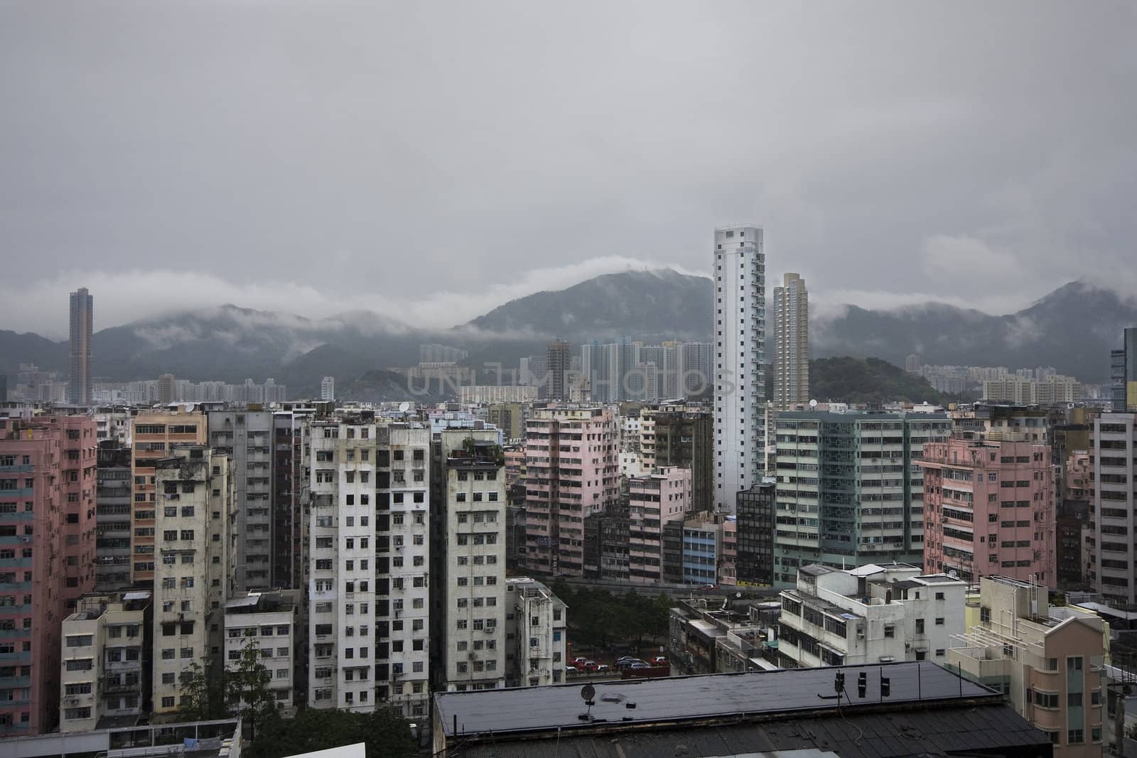 cityscape under a stormy weather 