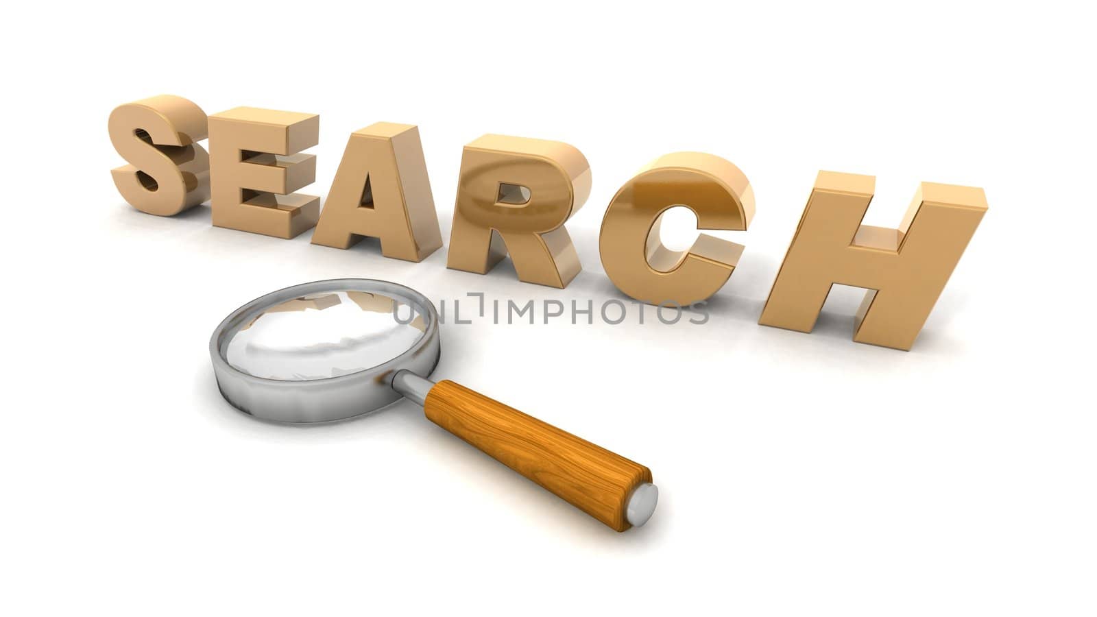 3D render of a magnifying glass for search illustration