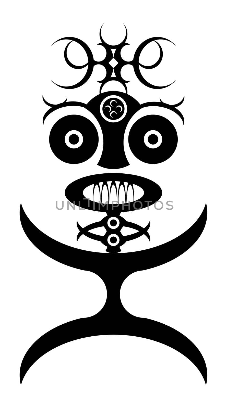 a monochrome stylised design of an african idol