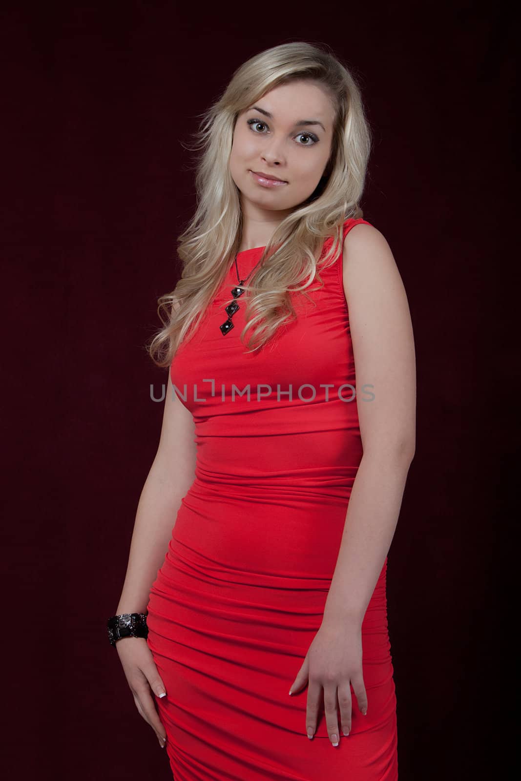 Portrait of the young beautiful girl on a dark background