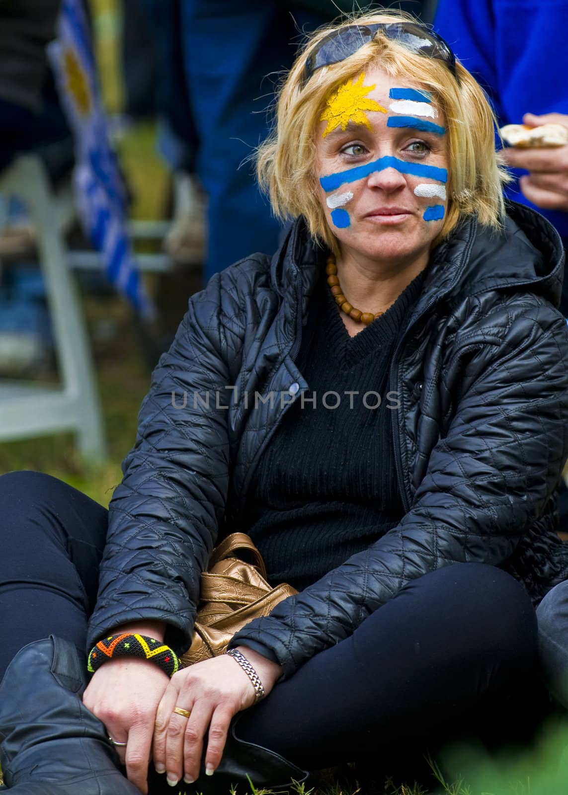 Montevideo - June 26 2010 : Uruguayan football fun watching the match between Uruguay and South Korea  in the 2010 world cup