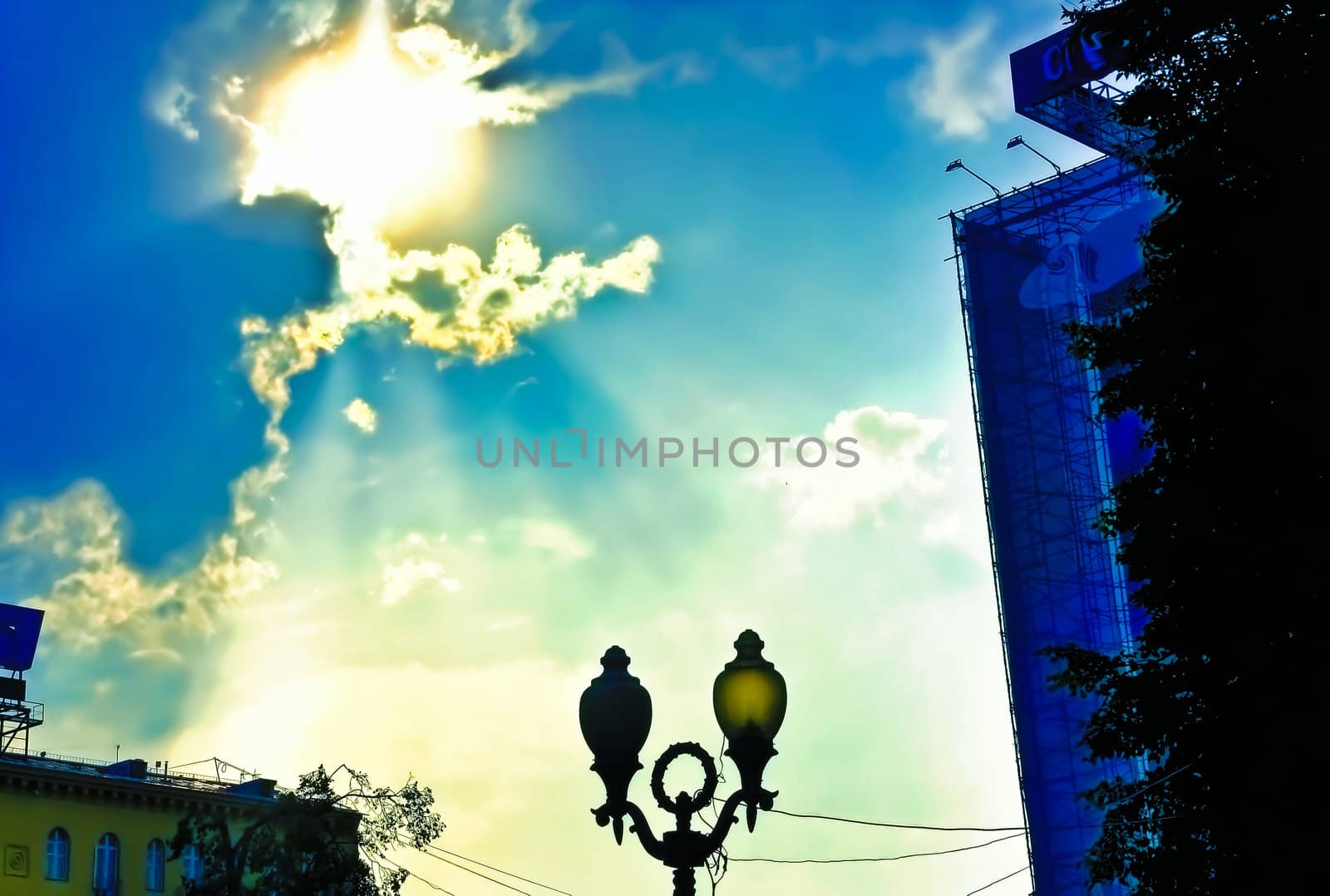 Streetlamp On Blue Sky by Baltus