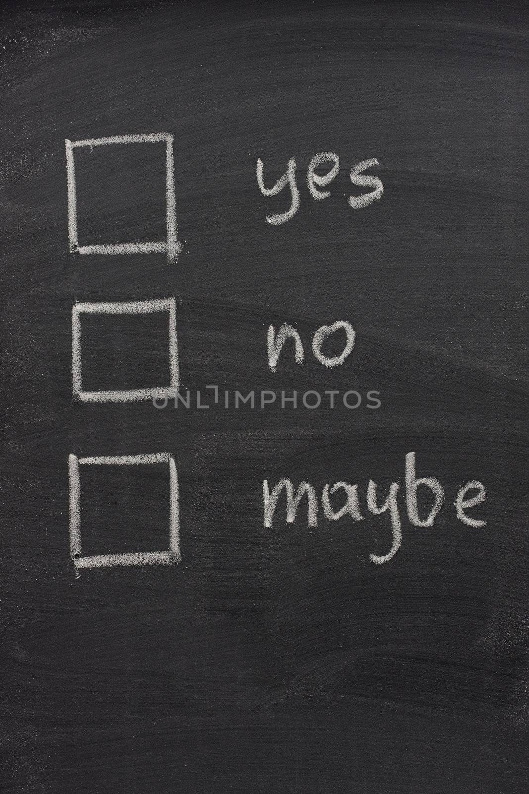 yes, no and maybe check boxes on blackboard by PixelsAway