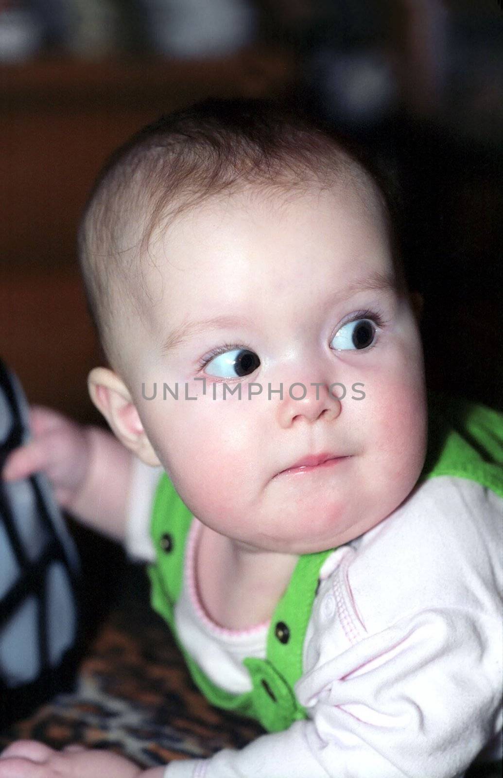 Portrait of infant looking at something with attention