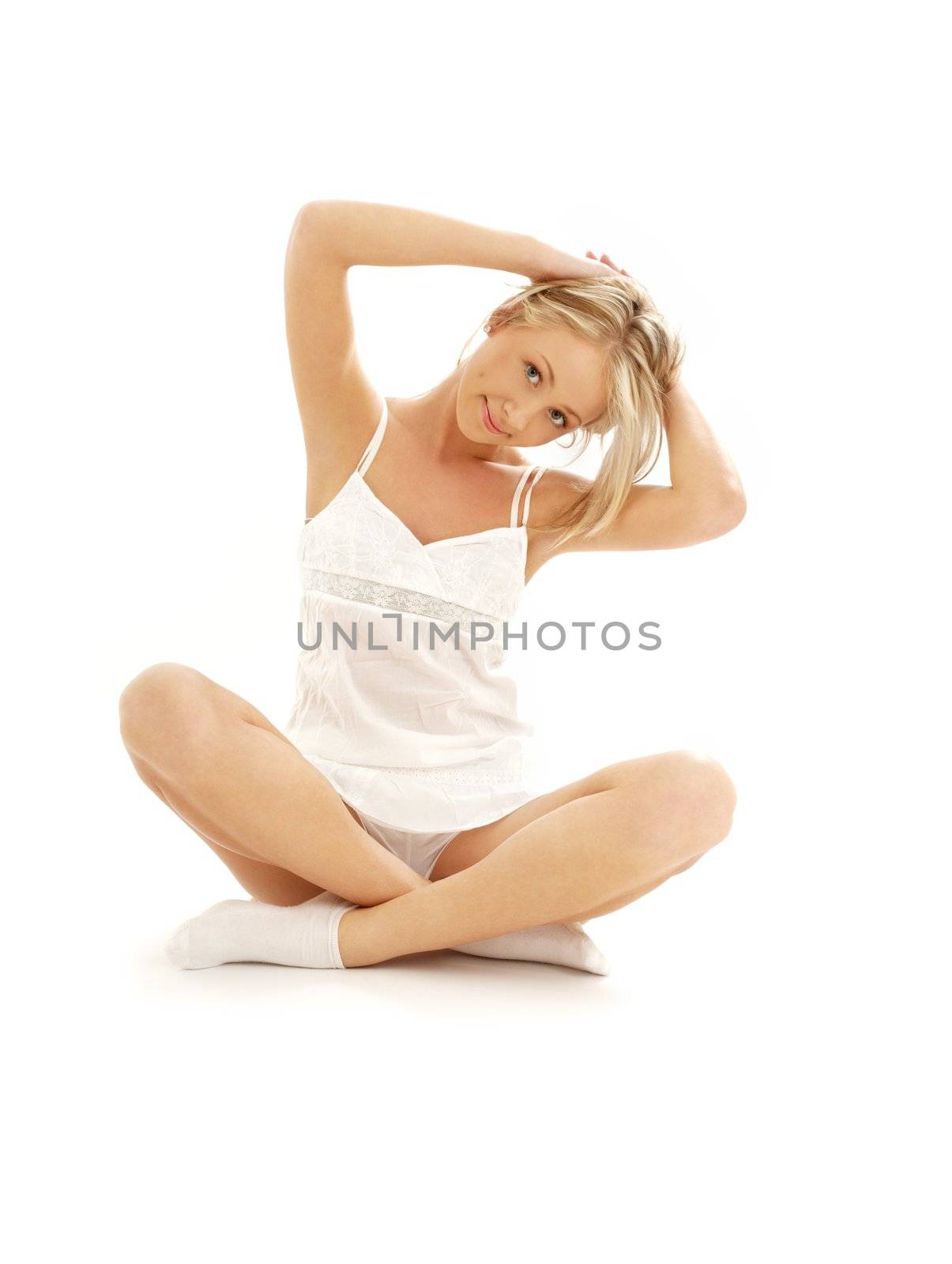 picture of lovely girl working out over white
