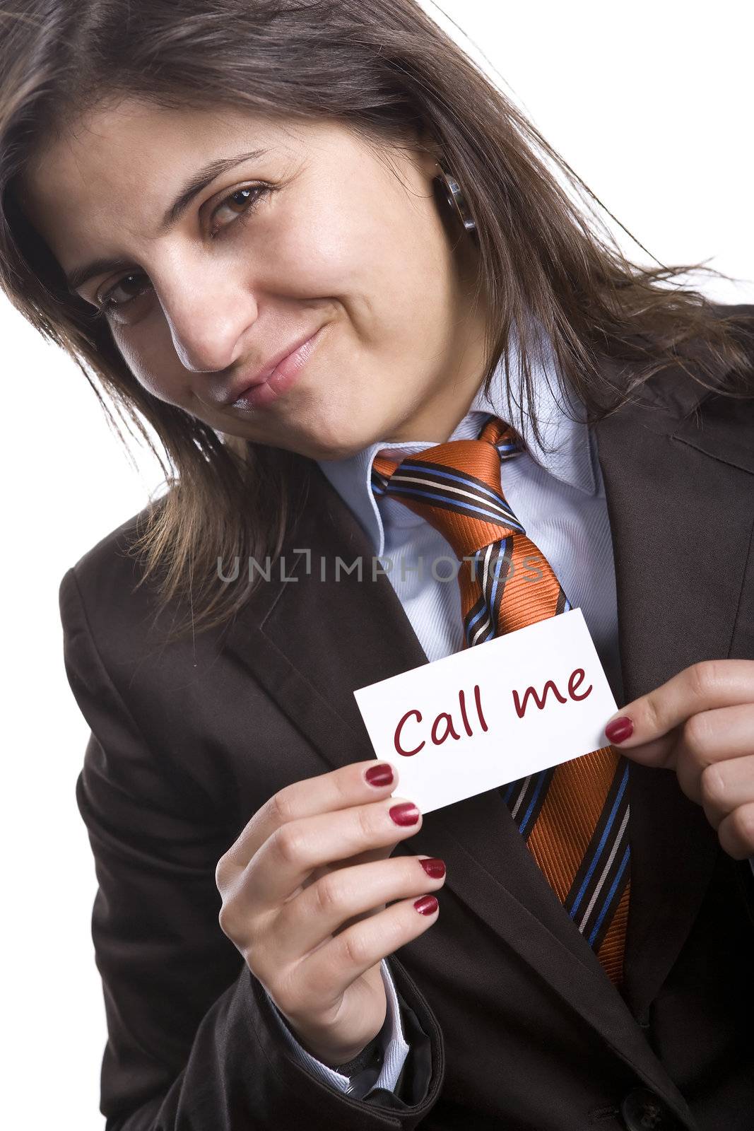 Young businesswoman with presentation card by mlopes