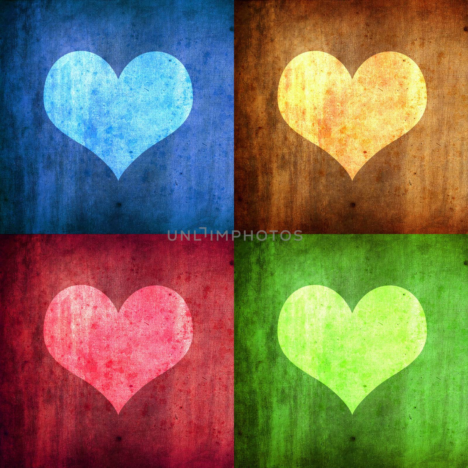 illustration with four hearts with diferent colors by mlopes