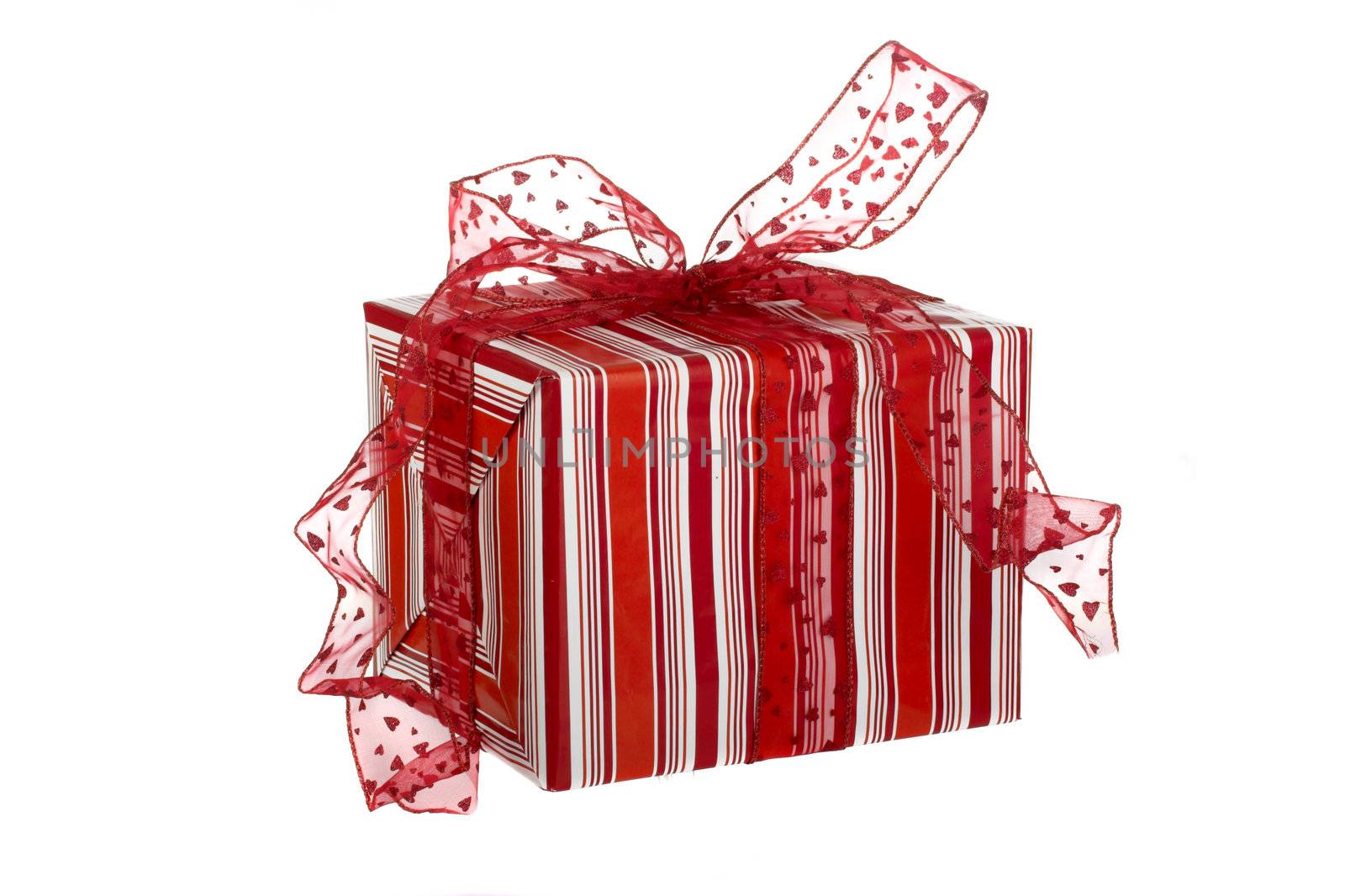 Christmas season! Beautiful red gift box isolated on white background