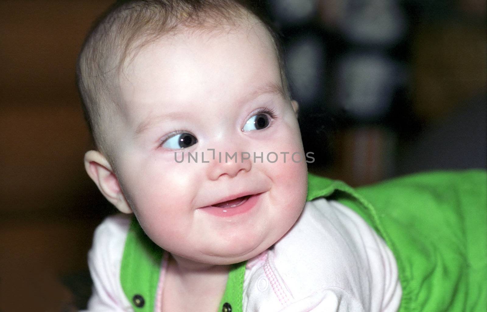 Portrait of smiling infant close up