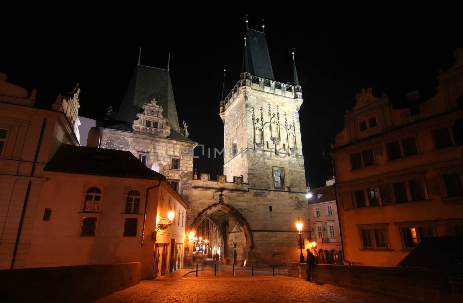 On Charles Bridge in Prague at Night