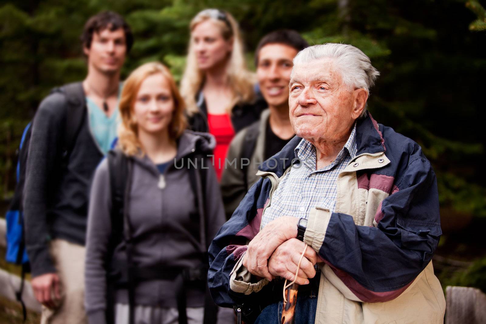 Elderly Man Tour Guide by leaf