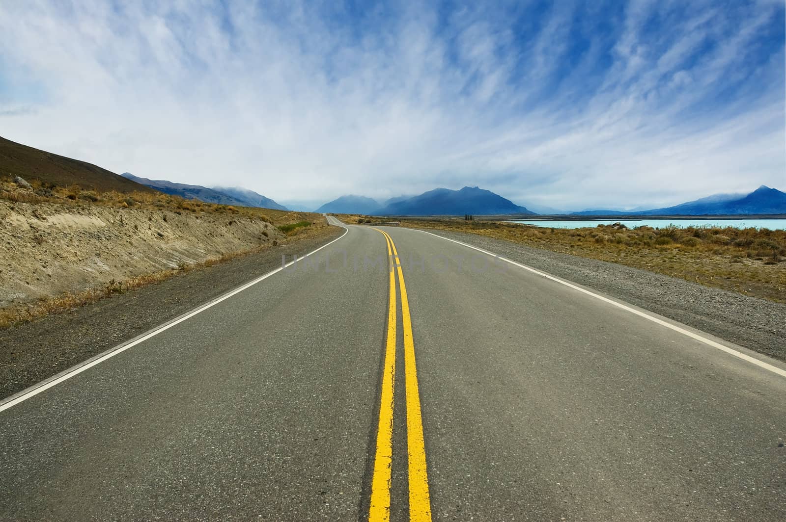 Empty road in Patagonia, in the south of  Argentina.