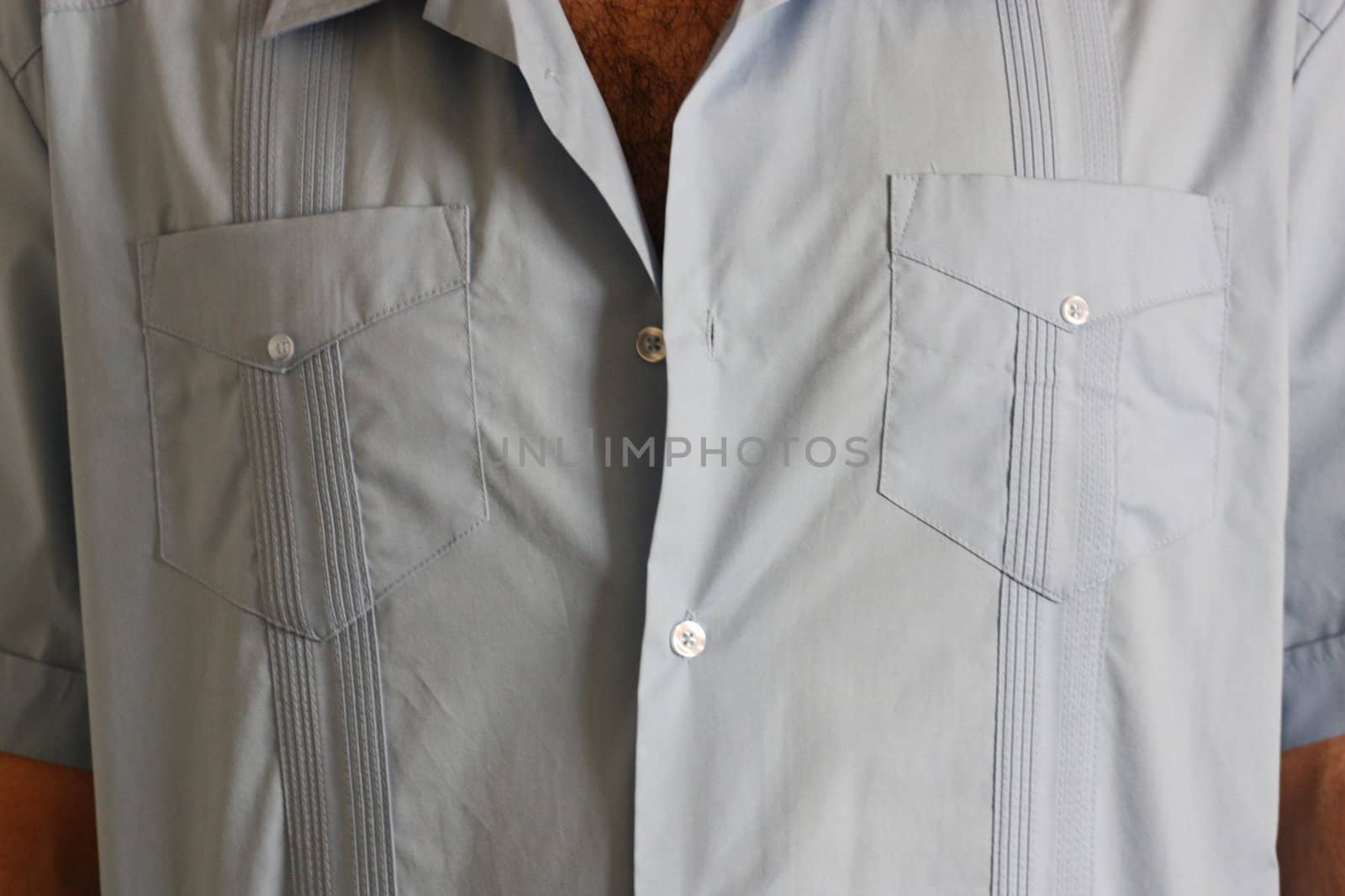 Close up of a Man Wearing Guayabera Shirt. 