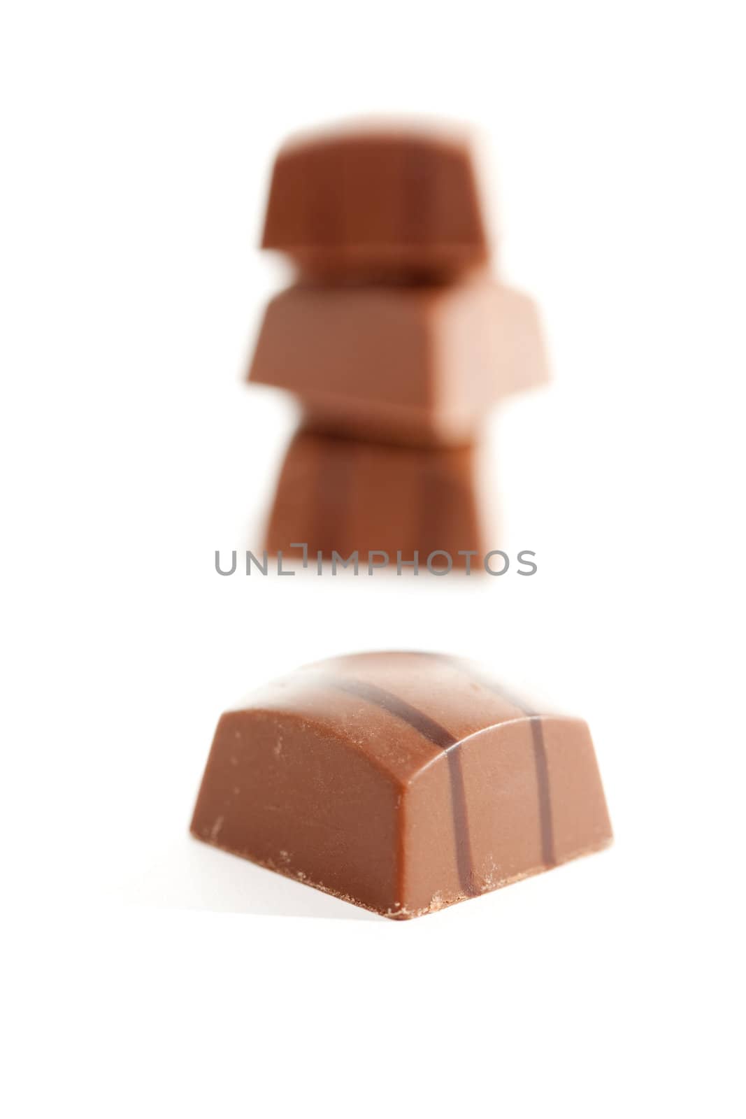 Delicious Chocolates Isolated on a White Background.
