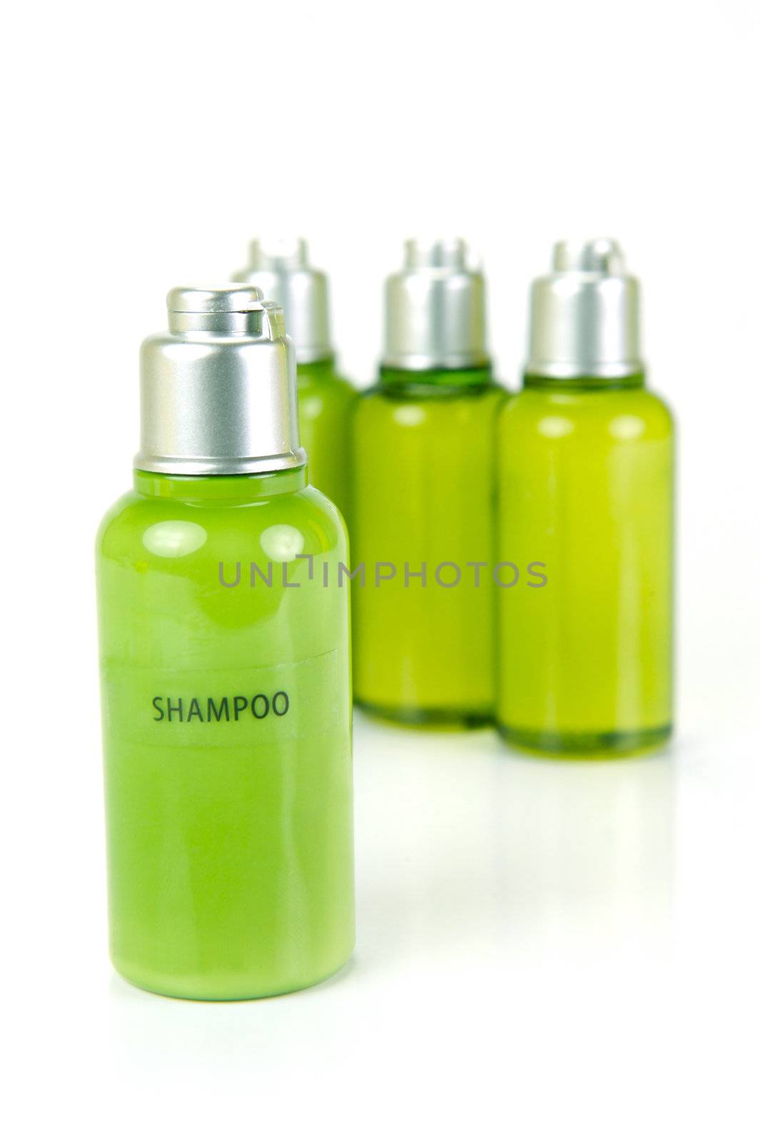 Hair and body products isolated against a white background