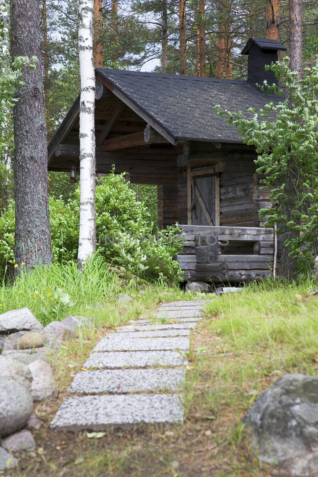 A Finnish smoke sauna by lake Saimaa.