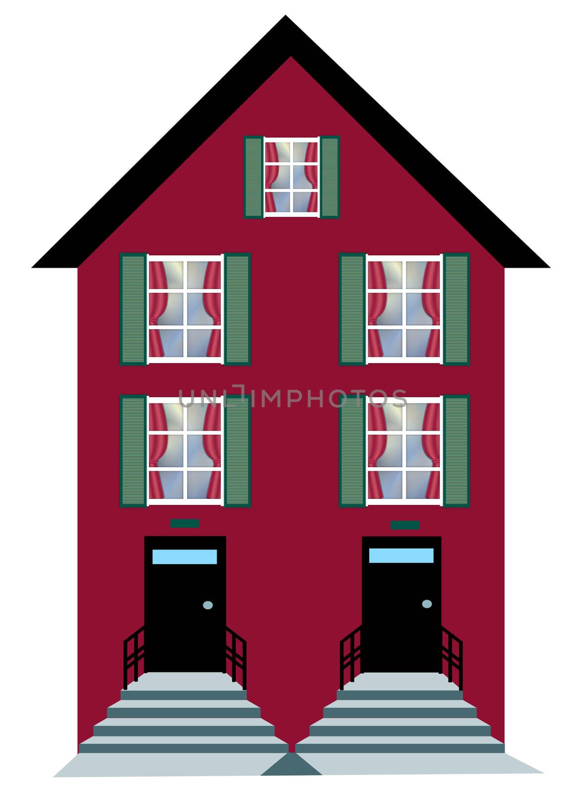 illustration of city apartment building on white