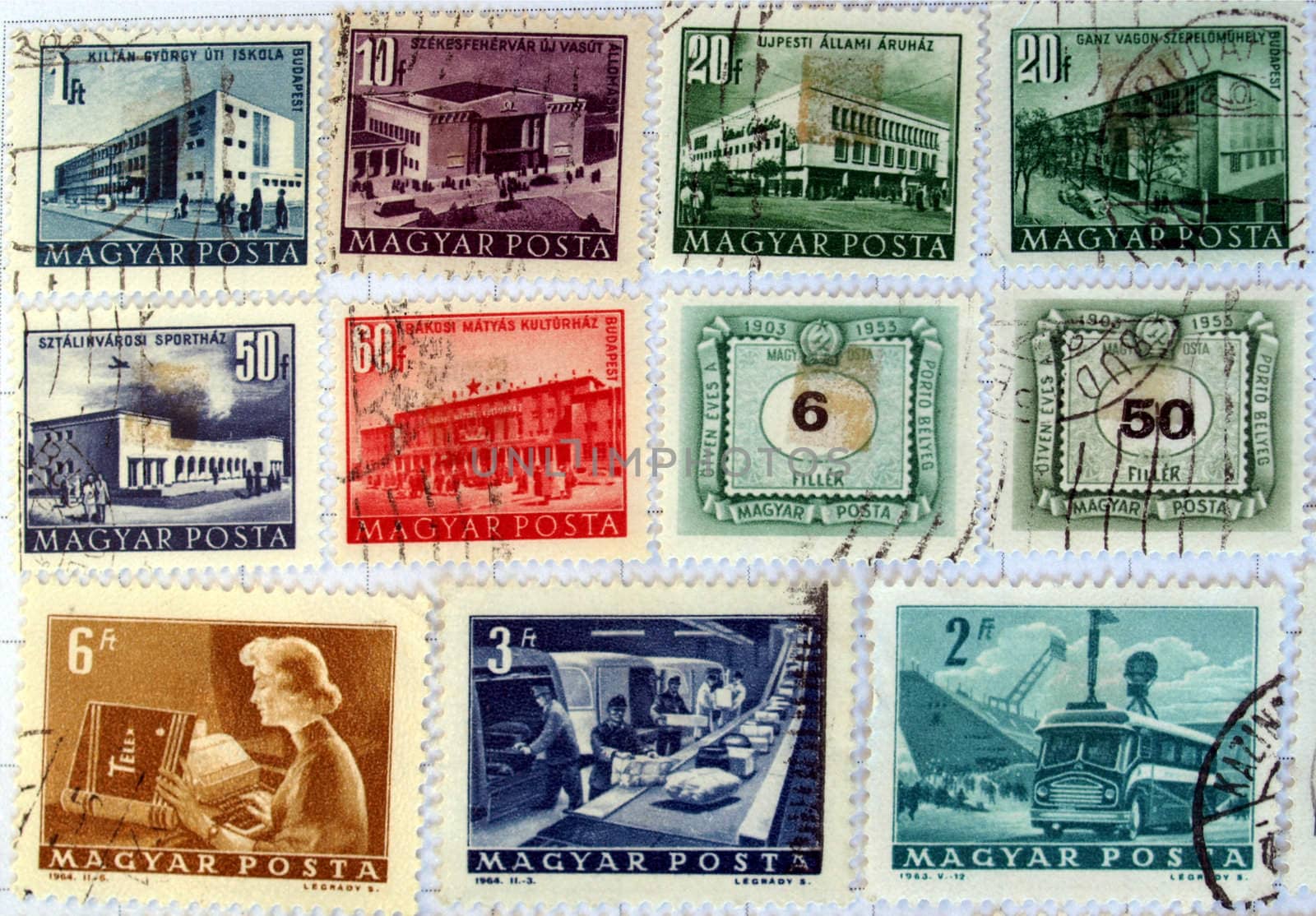 Range of Hungary Mayar postage stamps