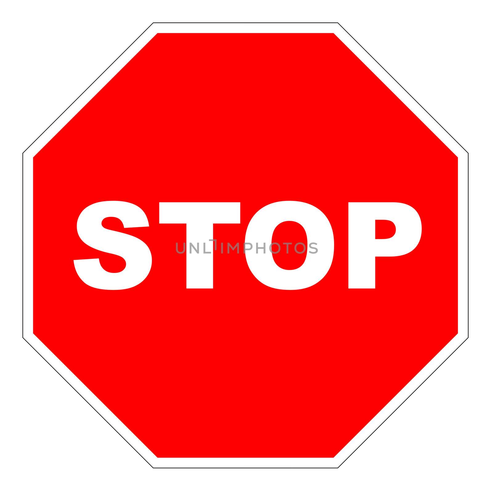 Stop traffic sign isolated on white