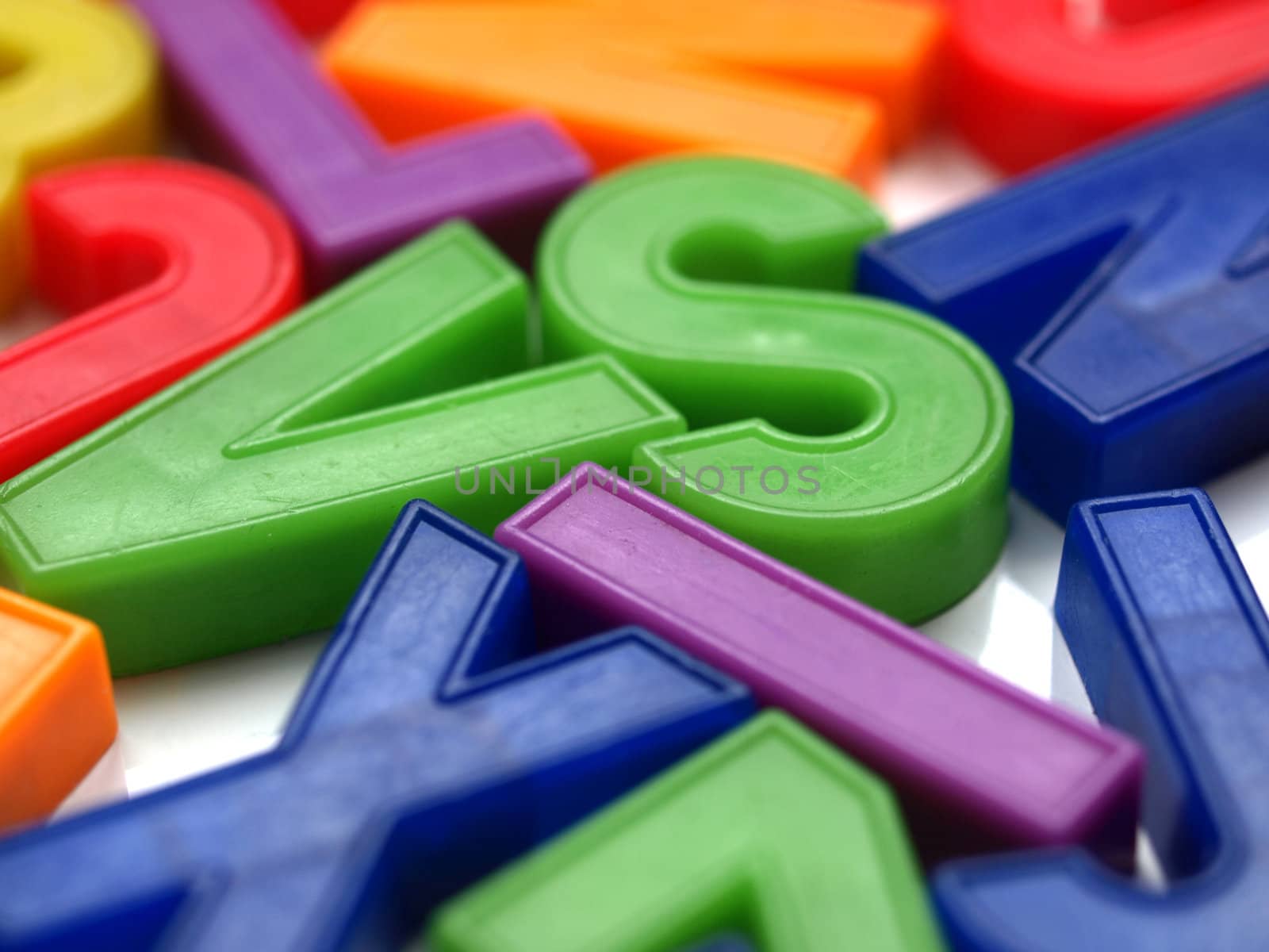 English alphabet letters in plastic toy characters