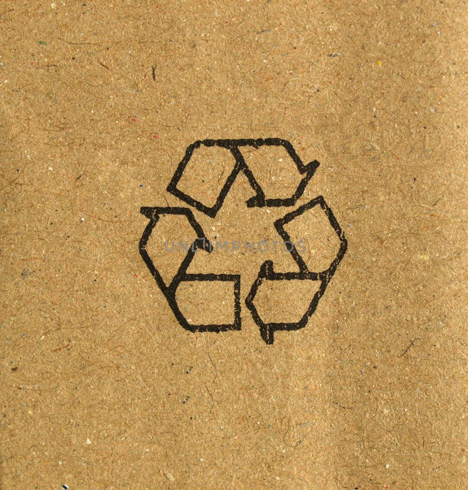 Brown corrugated cardboard with recycle symbol