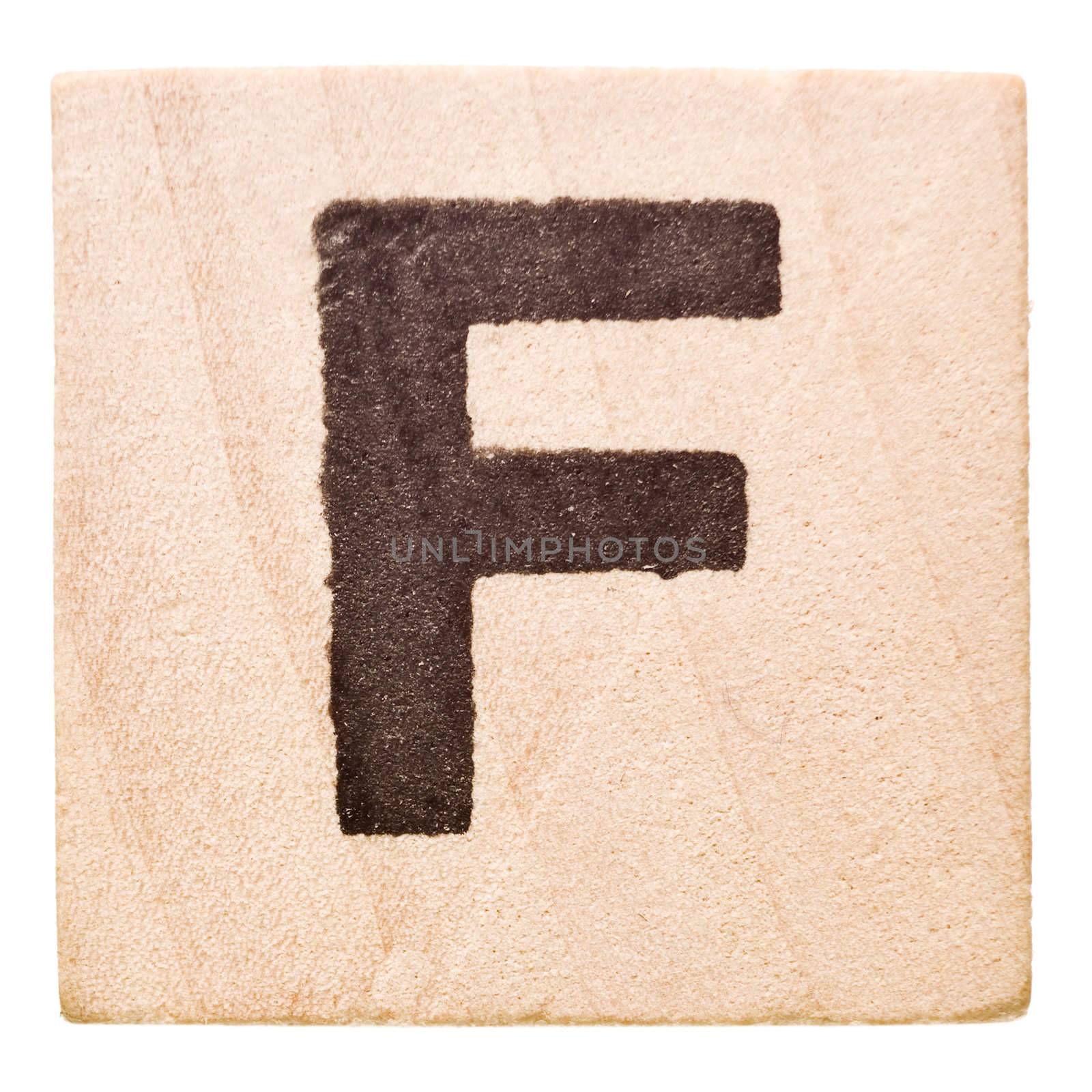 Block with Letter F isolated on white background