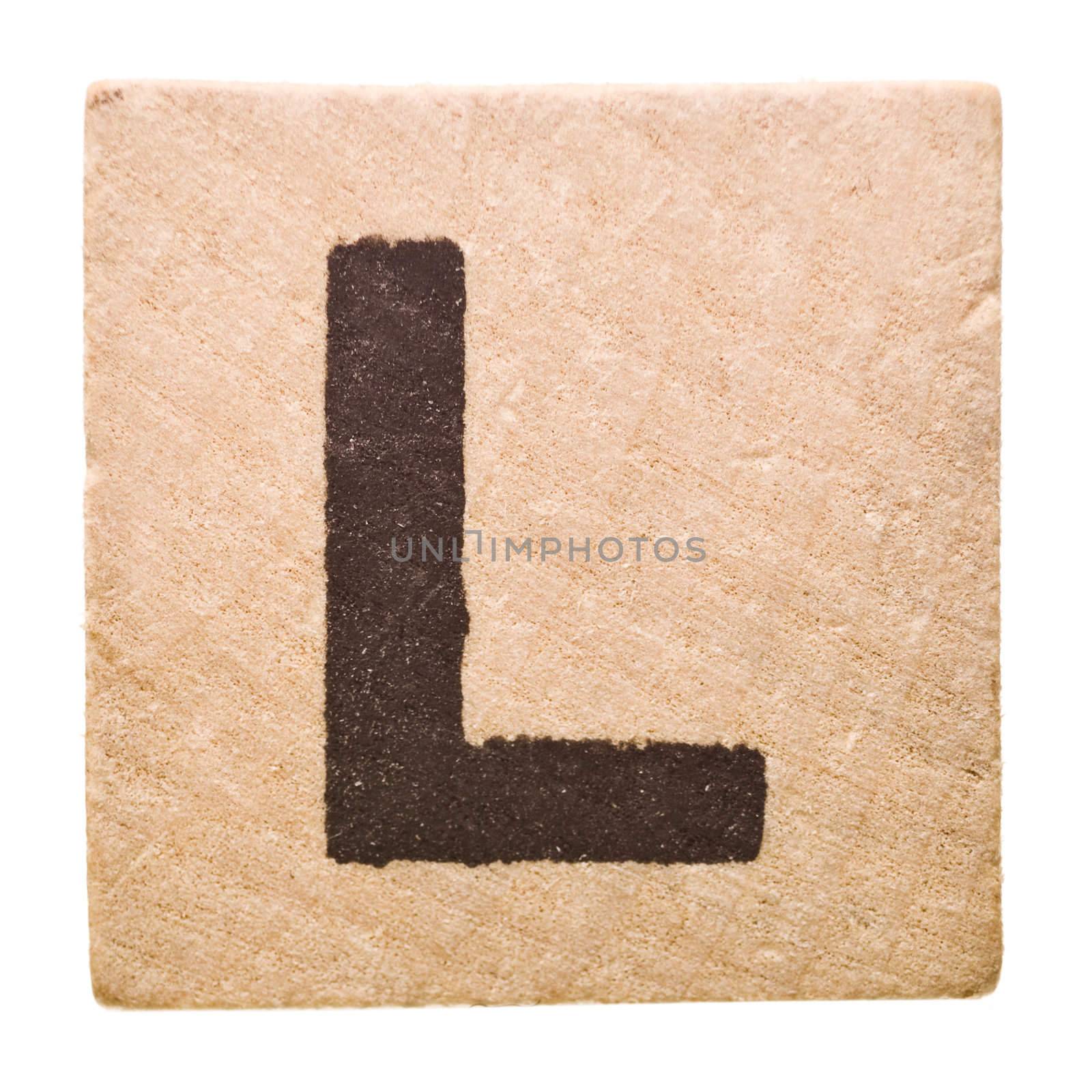 Block with Letter L isolated on white background