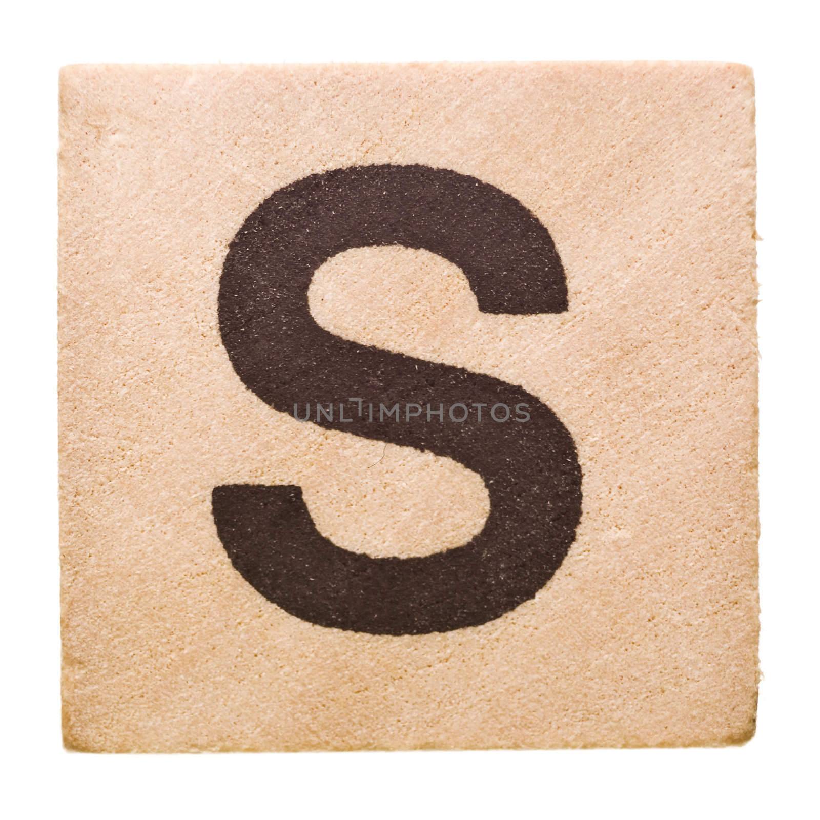 Block with Letter S isolated on white background
