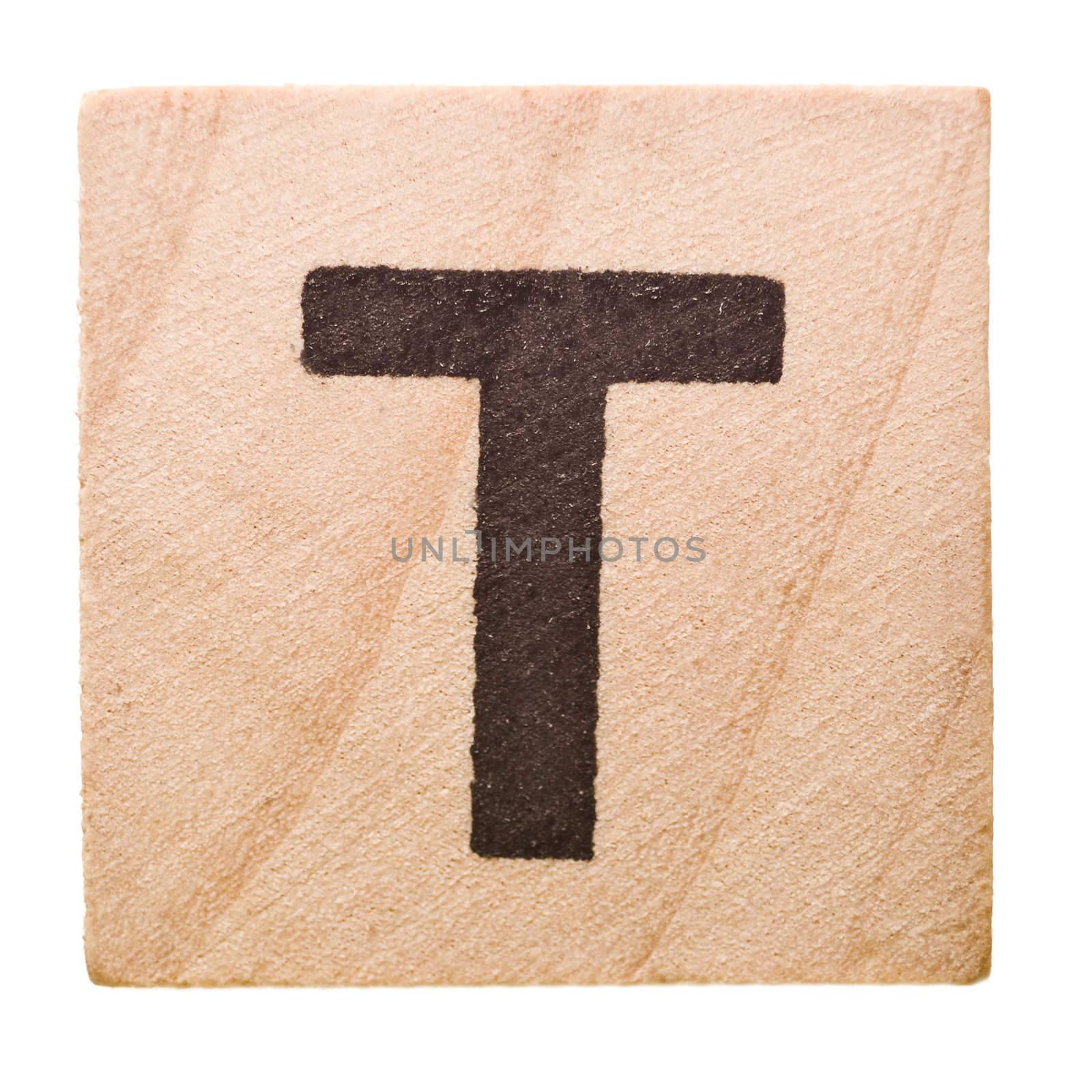 Block with Letter T isolated on white background