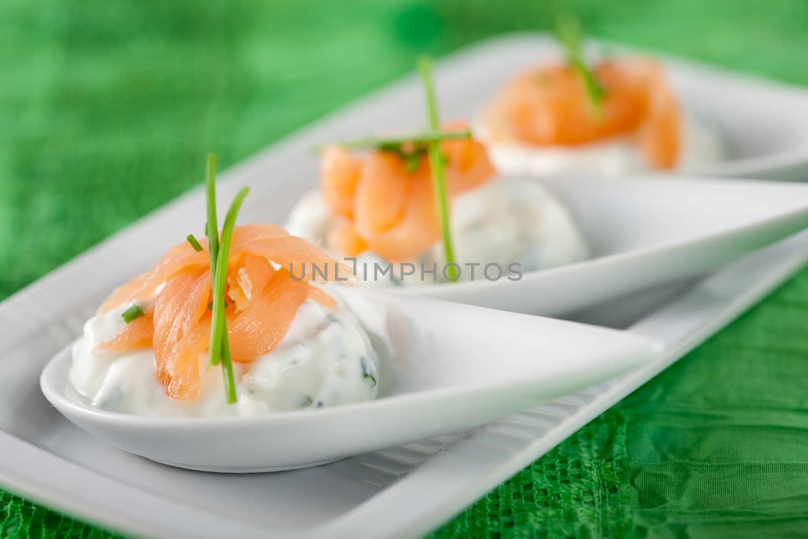 Delicious and fresh amuse with salmon and creamcheese
