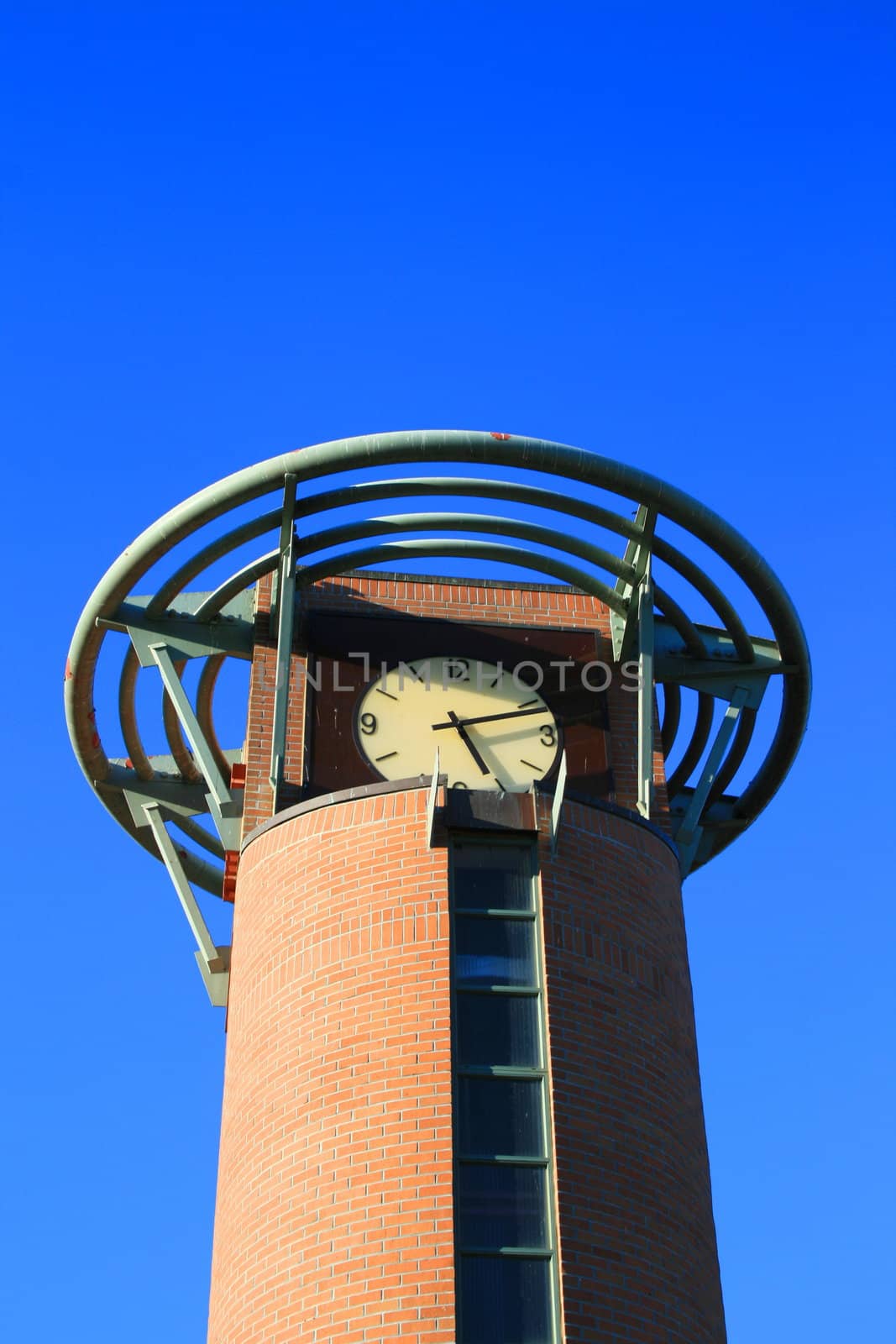 Close up of a clock tower.
