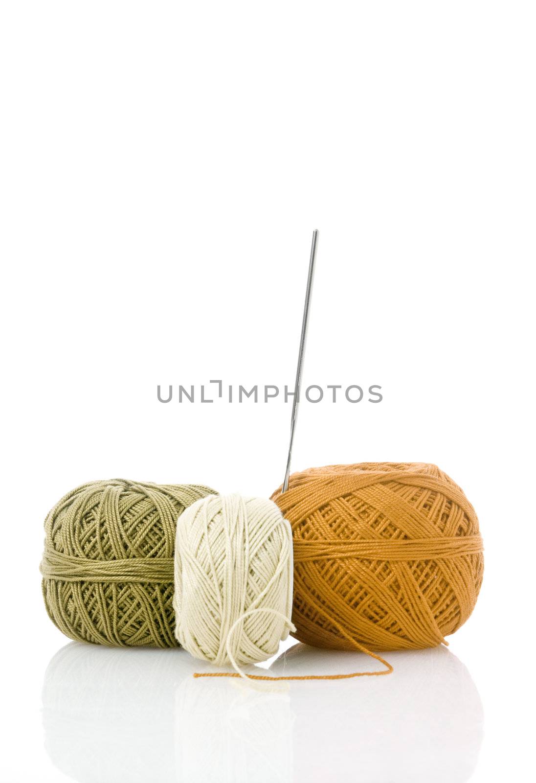 spools of two colors on a white background.