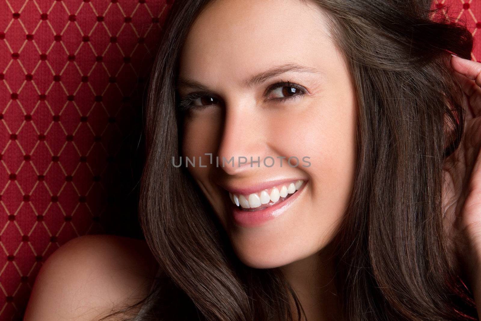 Beautiful smiling laughing brunette woman