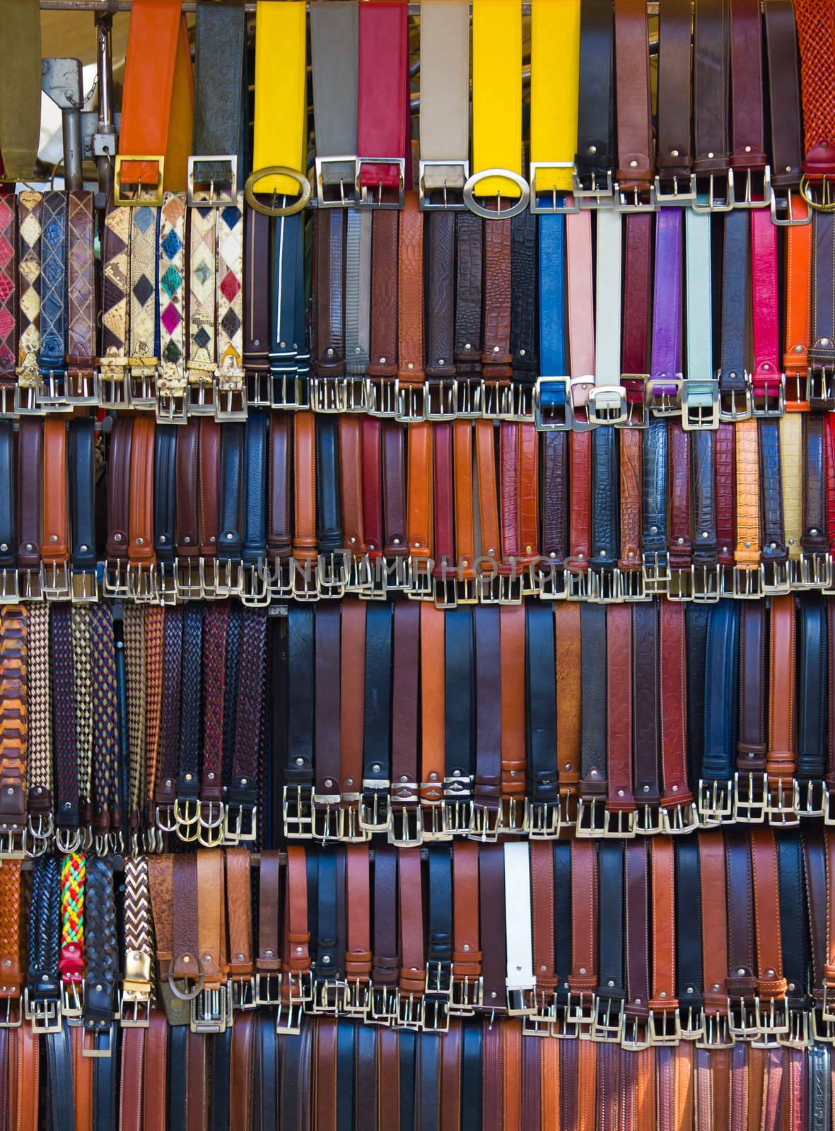 Belt booth on market in Firenze / Italy