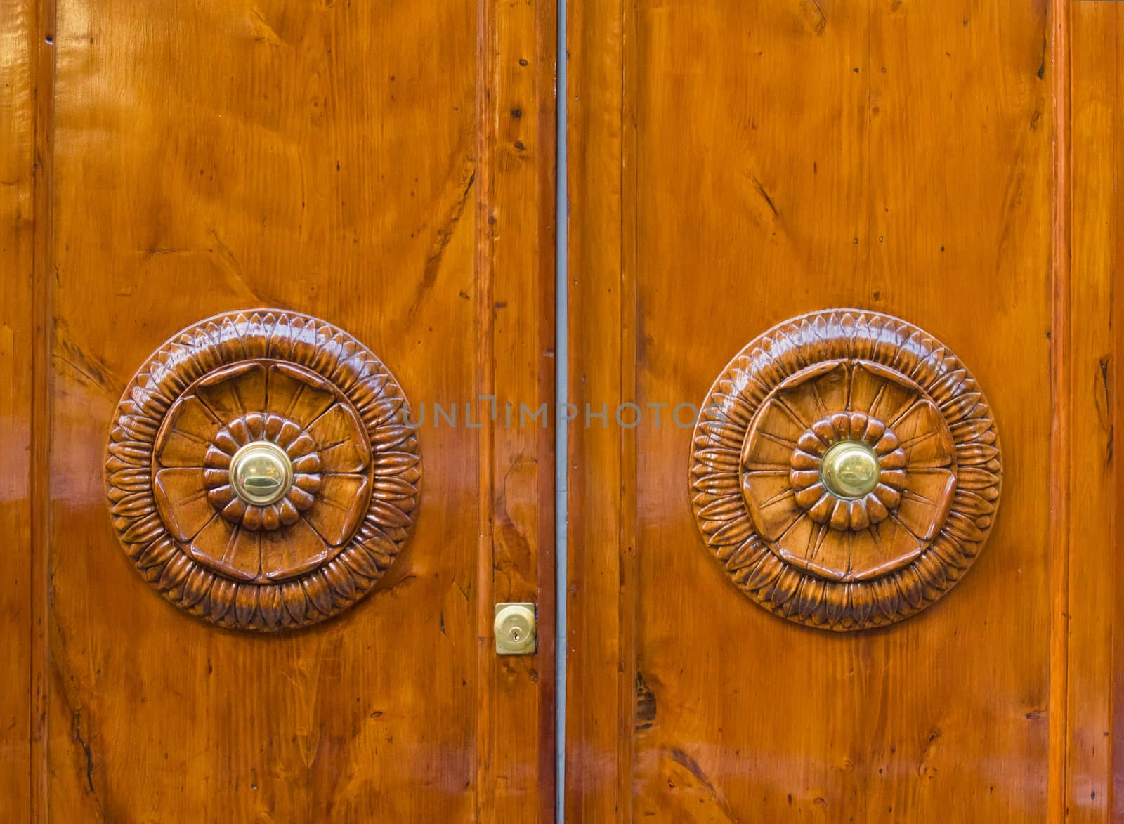 Old wooden door with a lock in Italy