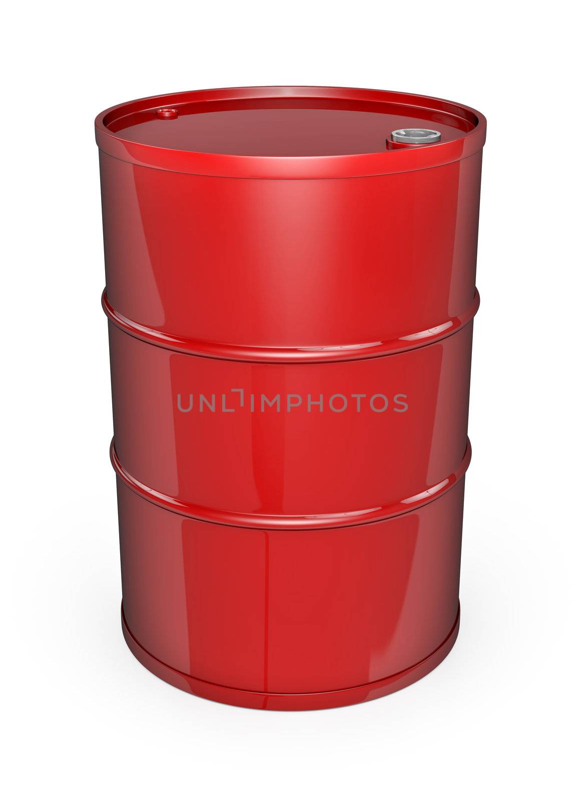 Red oil barrel. High quality 3D rendered image.
