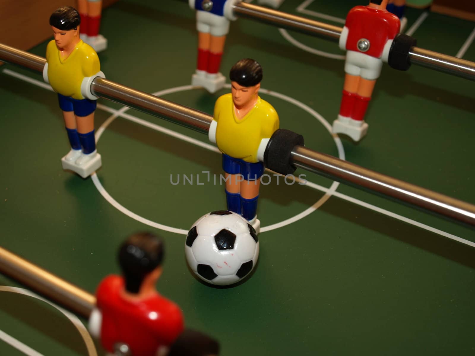 table top soccer shown up close