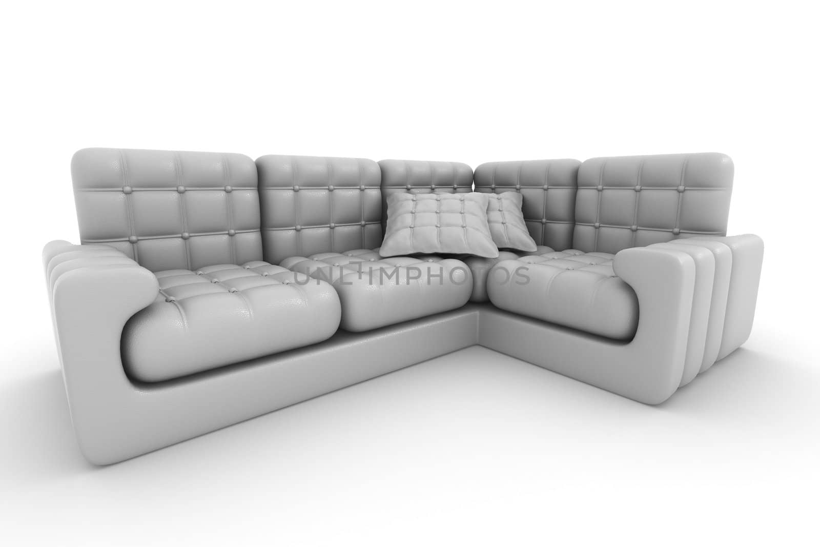 Isolated leather sofa. An interior. 3D image.