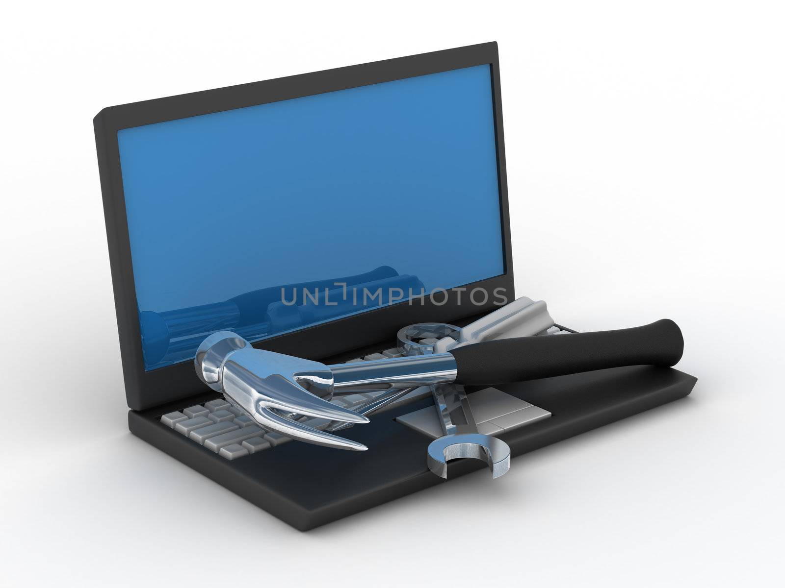 Computer technical service. Isolated 3D image