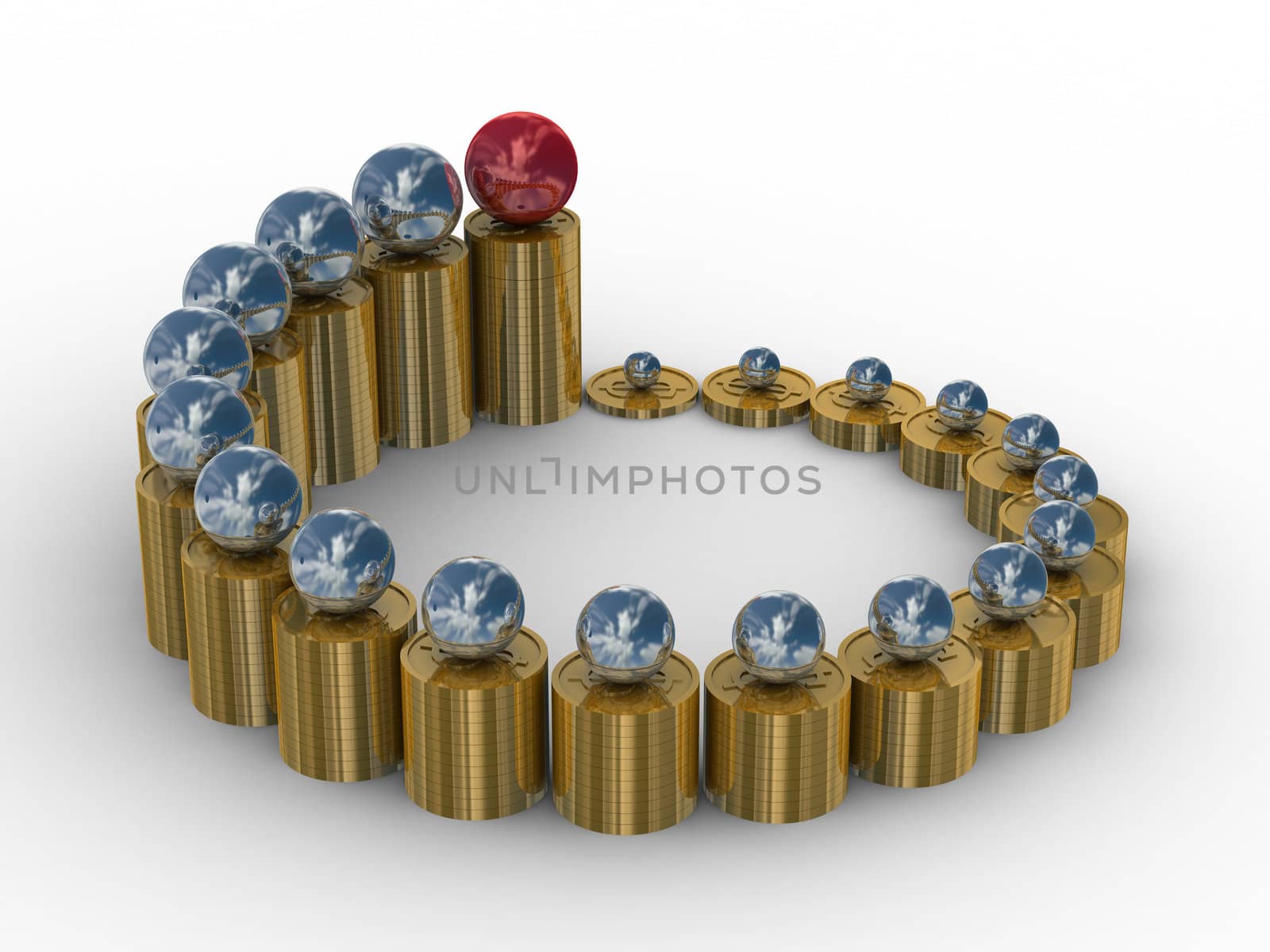 diagram of growth. 3D image. Isolated illustration