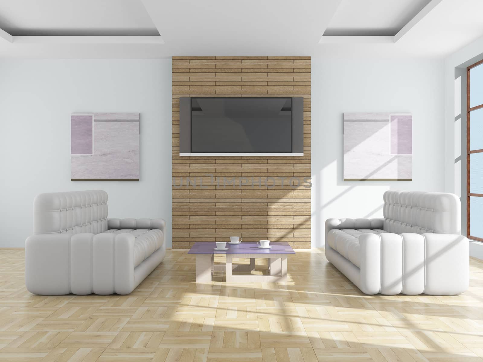 Interior of a living room. 3D image.