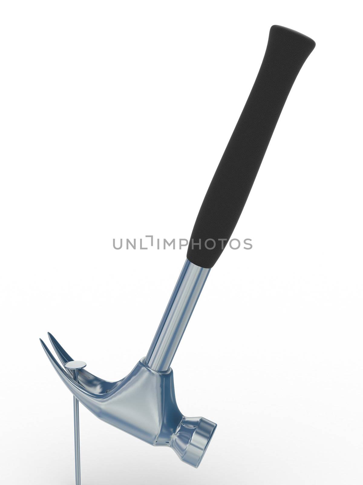 hammer and nails. Isolated 3D image