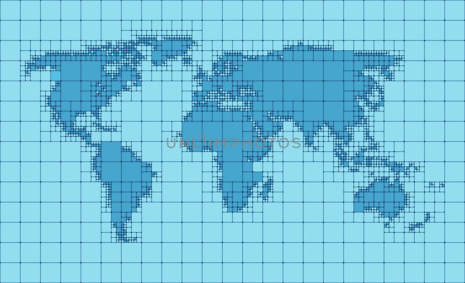 An illustration of a stylized blue earth map