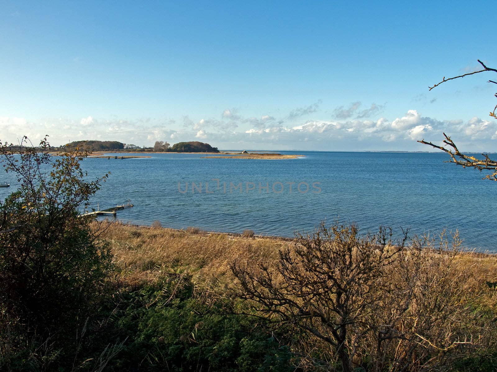 Beautiful coastal sea landscape with an island in the background