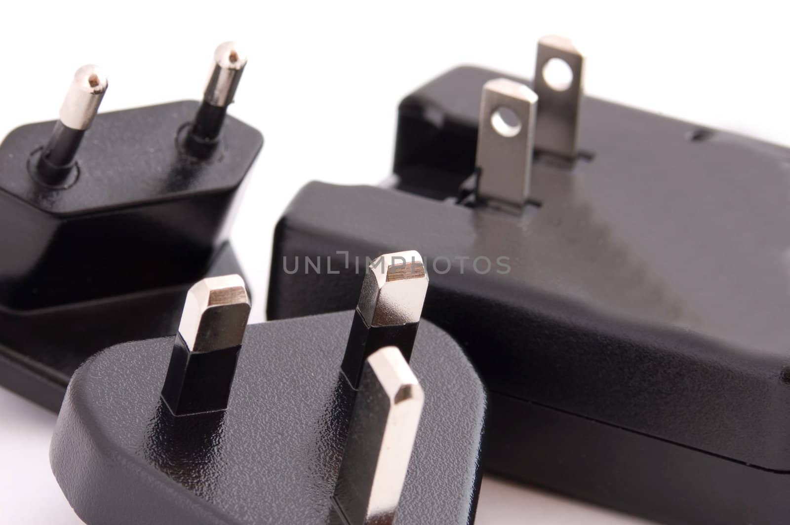 different plugs isolated on the white background
