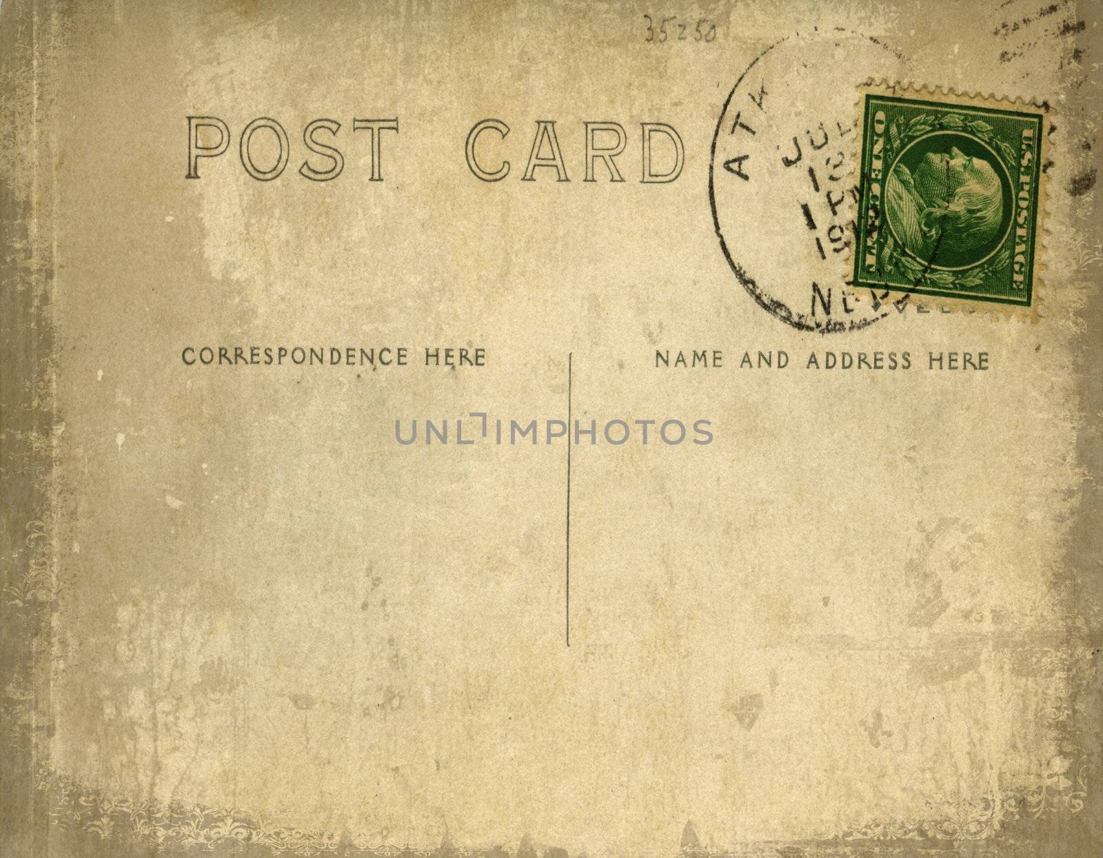 Vintage postcard with grungy background effect