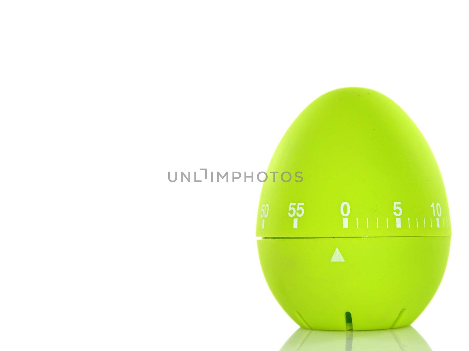 Green egg timer isolated on white background